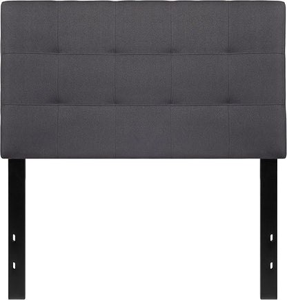 EMMA + OLIVER Quilted Tufted Upholstered Twin Size Headboard in Dark Gray Fabric