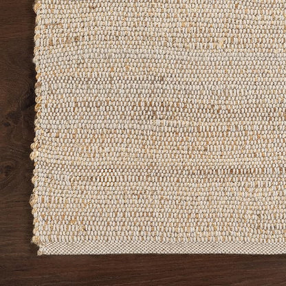 nuLOOM 2x3 Elfriede Jute & Cotton Hand Woven Area Rug, Natural, Solid Rustic Farmhouse Style, Weaved Design, Natural Fiber, For Bedroom, Living Room, Dining Room, Hallway, Office, Entryway