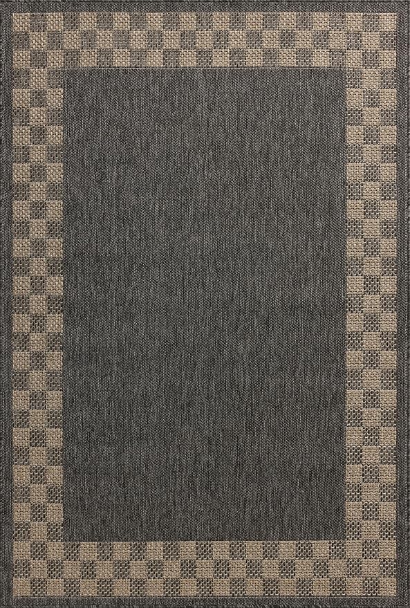 Loloi Chris Loves Julia Providence Collection PRC-01 Charcoal/Natural 8'-6" x 12', .12" Pile Height, Indoor/Outdoor Area Rug