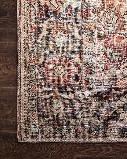 Loloi Layla Collection LAY-02 Spice/Marine 2'-0" x 5'-0" .13" Thick Accent Rug, Soft, Durable, Vintage Inspired, Distressed, Low Pile, Non-Shedding, Easy Clean, Printed, Living Room Rug