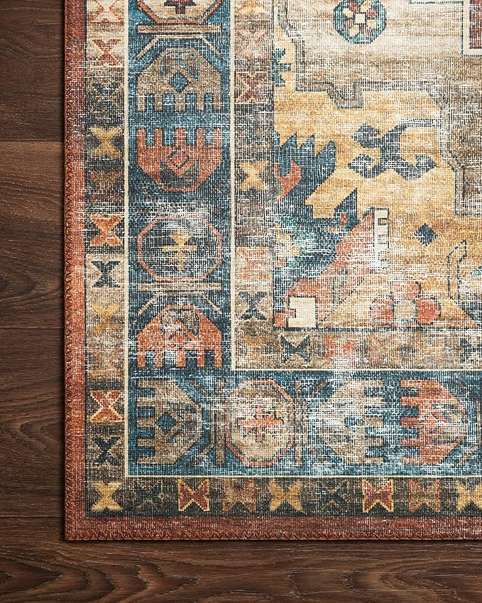 Loloi Skye Collection SKY-11 Rust/Blue 7' x 9' Oval Area Rug