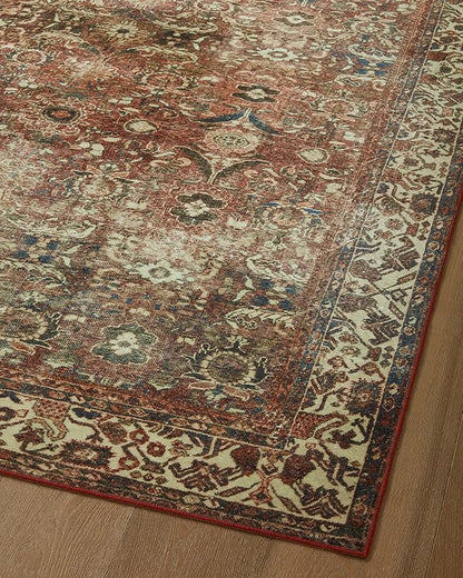Loloi Magnolia Home by Joanna Gaines Banks Collection BAN-04 Brick/Ivory 2'-6" x 12'-0", .13" Pile Height, Machine Washable, Runner Rug