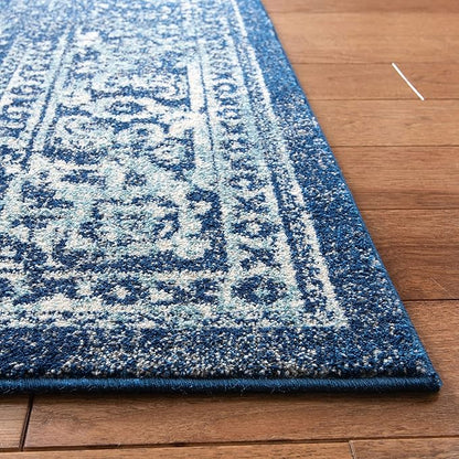 SAFAVIEH Area Rug 8x10 - Evoke Collection - Large - Navy & Ivory, Distressed Design, Non-Shedding & Easy Cleaning, Ideal for Living Room, Bedroom, Dining Space (EVK256A)