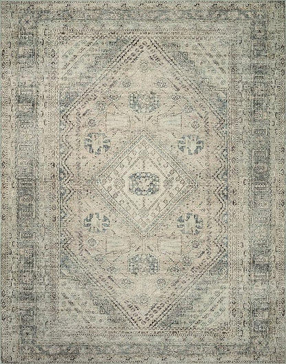 Loloi Magnolia Home by Joanna Gaines Sinclair Collection SIN-04 Natural/Sage 2'-0" x 5'-0", .25" Pile Height, Machine Washable, Accent Rug