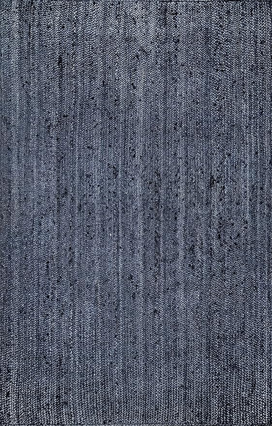nuLOOM 2x3 Rigo Jute Hand Woven Area Rug, Navy, Solid Farmhouse Design, Natural Fiber, For Bedroom, Living Room, Dining Room, Hallway, Office, Kitchen, Entryway