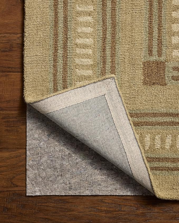 Loloi Chris Loves Julia Alfie Collection ALF-04 Green/Natural 2'-6" x 7'-6" Runner Rug Wool Neutral Living Bedroom Dining Carpet