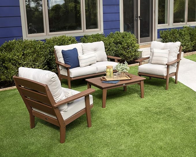 POLYWOOD® Lakeside Deep Seating Set, White/Marine Indigo