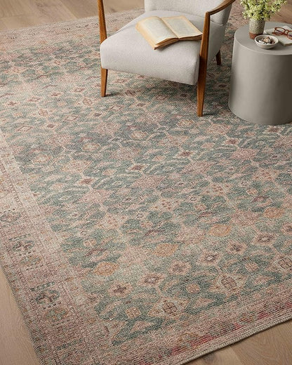 Loloi Angela Rose Aubrey Collection AUB-02 Aqua/Sand 2'-6" x 7'-6", .19" Pile Height, Runner Rug