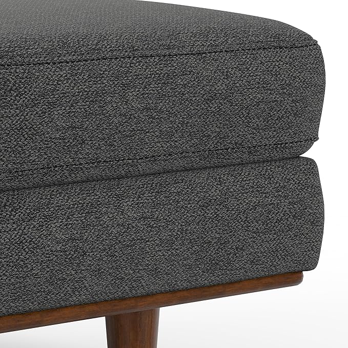 SIMPLIHOME Morrison Mid-Century Modern 72 inch Wide Sofa with Ottoman Set in Charcoal Grey Tightly Woven Performance Fabric for the Living Room and Family Room
