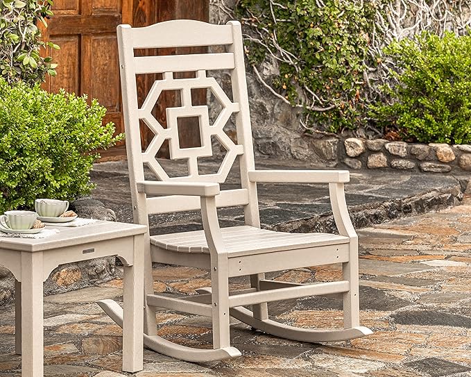 Martha Stewart by POLYWOOD® Chinoiserie Rocking Chair in Mahogany