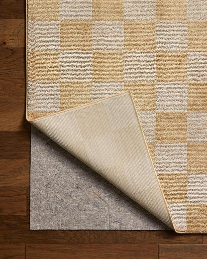 Loloi Chris Loves Julia Calvin Collection CLV-01 Apricot/Ivory 2'-7" x 7'-6" Runner Rug Checkered Neutral Soft Living Room Bedroom Carpet