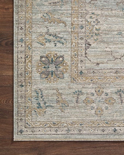 Loloi Magnolia Home by Joanna Gaines Millie Collection MIE-02 Sky/Gold 9'-6" x 13'-1", .25" Pile Height, Area Rug