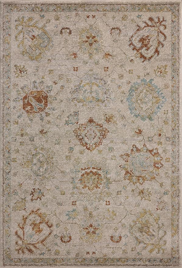 Loloi Magnolia Home by Joanna Gaines Mona Collection MOA-02 Oatmeal/Multi 3'-7" x 5'-7" Accent Rug