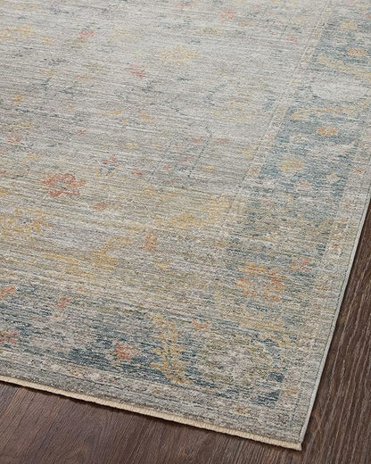 Loloi Magnolia Home by Joanna Gaines Millie Collection MIE-04 Slate/Multi 2'-7" x 14', .25" Pile Height, Runner Rug