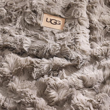 UGG Faux Fur Twin Size Blanket, Double-Sided Warm Cozy Blanket, Extra Large Throw for Sofa, Washable Bedding for Twin XL Size Bed, Cute Room Decor, 66" x 90", Oyster Brown (Adalee)