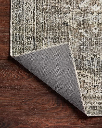Loloi Layla Collection LAY-13 Antique/Moss 2'-6" x 12'-0" .13" Thick Runner Rug, Soft, Durable, Vintage Inspired, Distressed, Low Pile, Non-Shedding, Easy Clean, Printed, Living Room Rug
