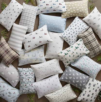Eddie Bauer - Flannel Sheets Full Size, Anti-Pilling & Wrinkle Resistant Cotton, Touchably Soft for All-Season Comfort - Bed Sheets with Matching Pillowcases & Fitted Sheet (Ski Slope White)