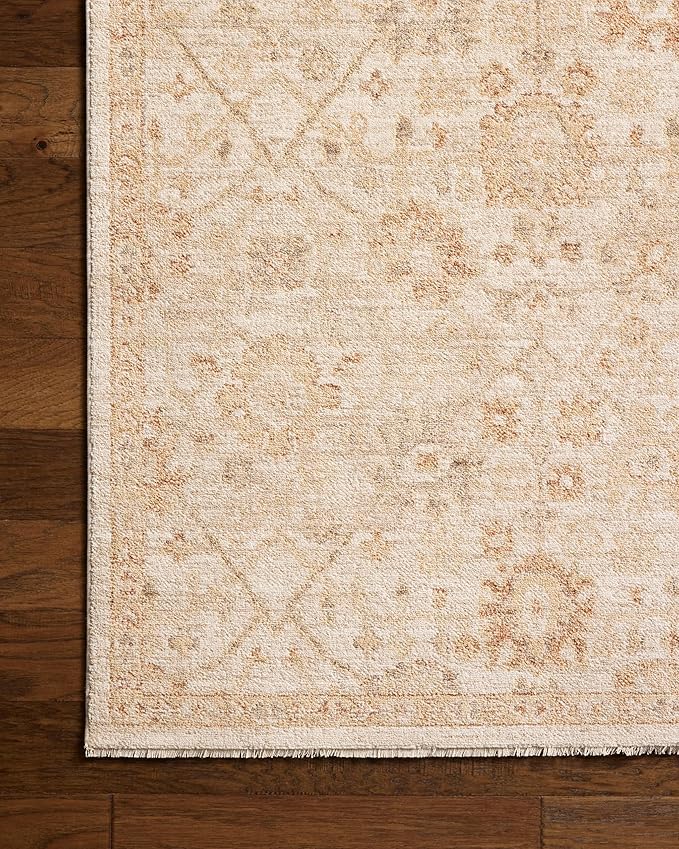 Loloi Chris Loves Julia Palma Collection PLM-04 Natural/Spice 5'-3" x 7'-6" Area Rug Vintage Style Boho Living Room Bedroom Carpet