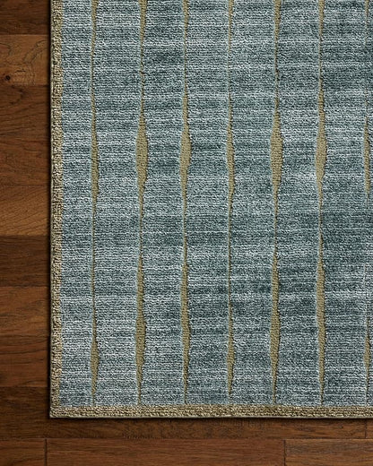Loloi Chris Loves Julia Calvin Collection CLV-02 Ocean/Olive 2'-3" x 3'-10" Accent Rug Checkered Neutral Soft Living Room Bedroom Carpet