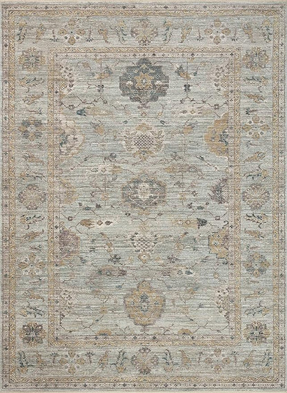 Loloi Magnolia Home by Joanna Gaines Millie Collection MIE-02 Sky/Gold 2'-7" x 10'-0", .25" Pile Height, Runner Rug