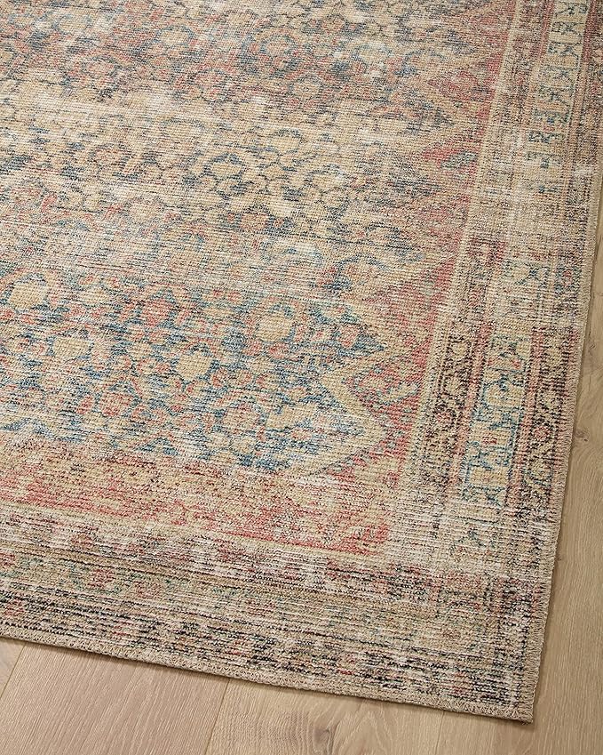 Loloi Angela Rose Aubrey Collection AUB-03 Ocean/Spice 5'-0" x 5'-0", .19" Pile Height, Round Area Rug