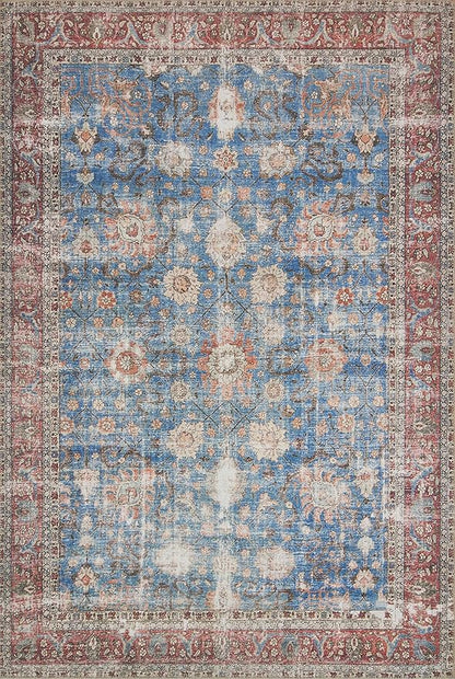 Loloi Loren Collection LQ-01 Blue/Brick 3'-6" x 5'-6" Accent Rug