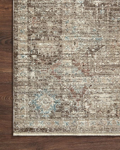 Loloi Magnolia Home by Joanna Gaines Millie Collection MIE-03 Charcoal/Dove 5'-3" x 5'-3", .25" Pile Height, Round Area Rug