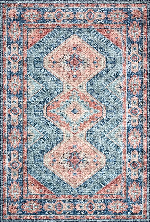 Loloi II Skye Collection SKY-03 Turquoise/Terracotta 7'-6" x 9'-6" Area Rug