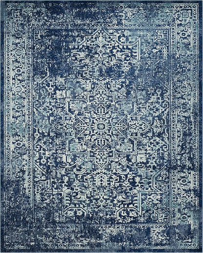 SAFAVIEH Area Rug 10x14 - Evoke Collection - Large - Navy & Ivory, Distressed Design, Non-Shedding & Easy to Clean, Ideal for Living Room, Bedroom, Dining Space (EVK256A)