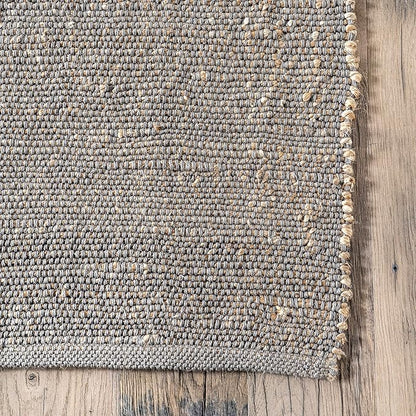 nuLOOM 6' Round Elfriede Jute & Cotton Hand Woven Area Rug, Elfriede Grey, Solid Rustic Farmhouse Style, Weaved Design, Natural Fiber, for Bedroom, Living Room, Dining Room, Hallway, Office, Entryway