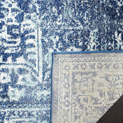 SAFAVIEH Area Rug 10x14 - Evoke Collection - Large - Navy & Ivory, Distressed Design, Non-Shedding & Easy to Clean, Ideal for Living Room, Bedroom, Dining Space (EVK256A)