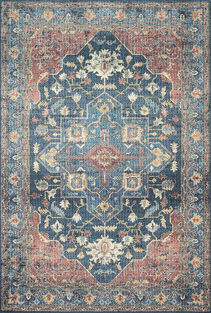 Loloi II Skye Collection SKY-08 Denim/Brick 5'-0" x 7'-6" Area Rug