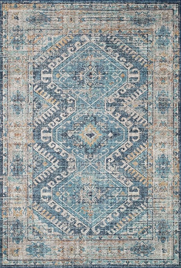 Loloi Skye Collection SKY-03 Denim/Natural 7' x 9' Oval Area Rug